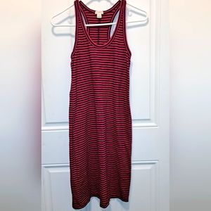 Classic J. Crew Striped Sleeveless Racerback Dress In Blue and Red, SZ: XS